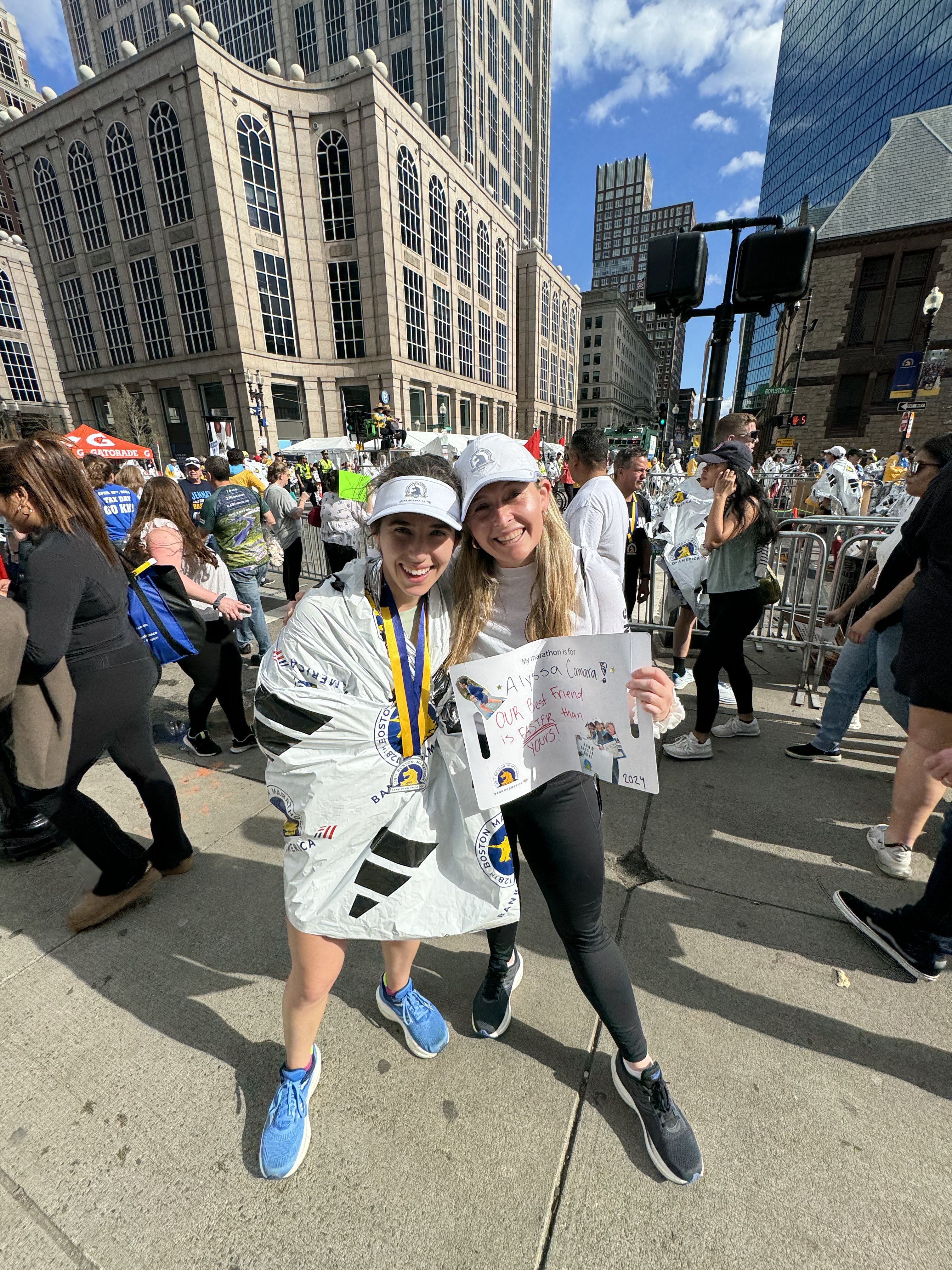 Liz at Boston Marathon finish area
